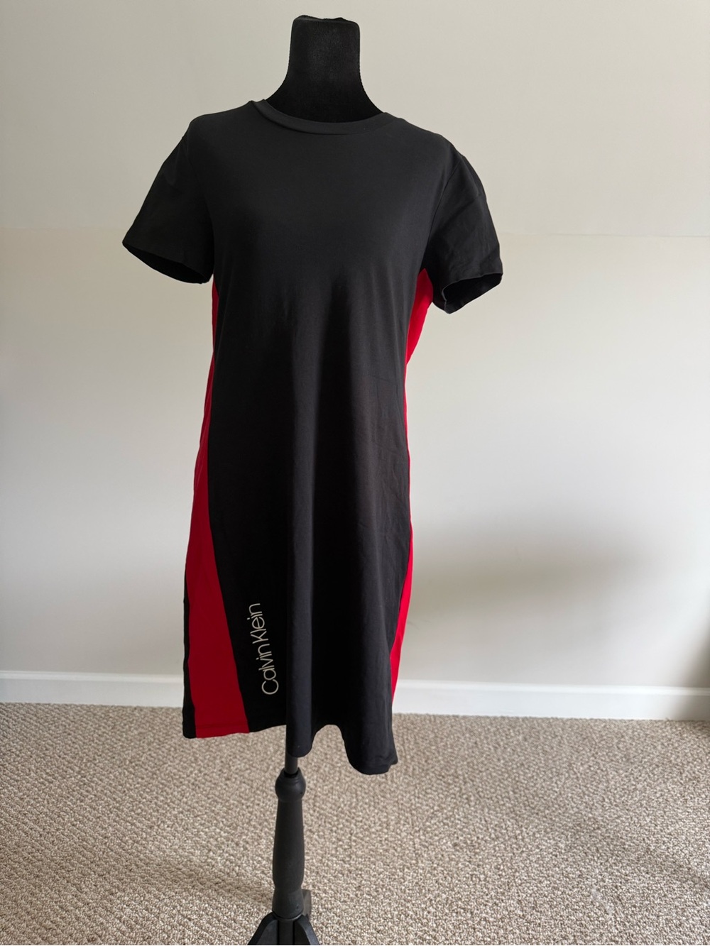 Calvin Klein Black Red Colorblock T-Shirt Dress Size M